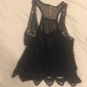 Crochet navy blue top - M